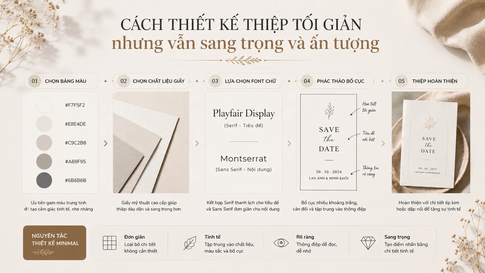 Cách thiết kế thiệp tối giản nhưng vẫn sang trọng và ấn tượng