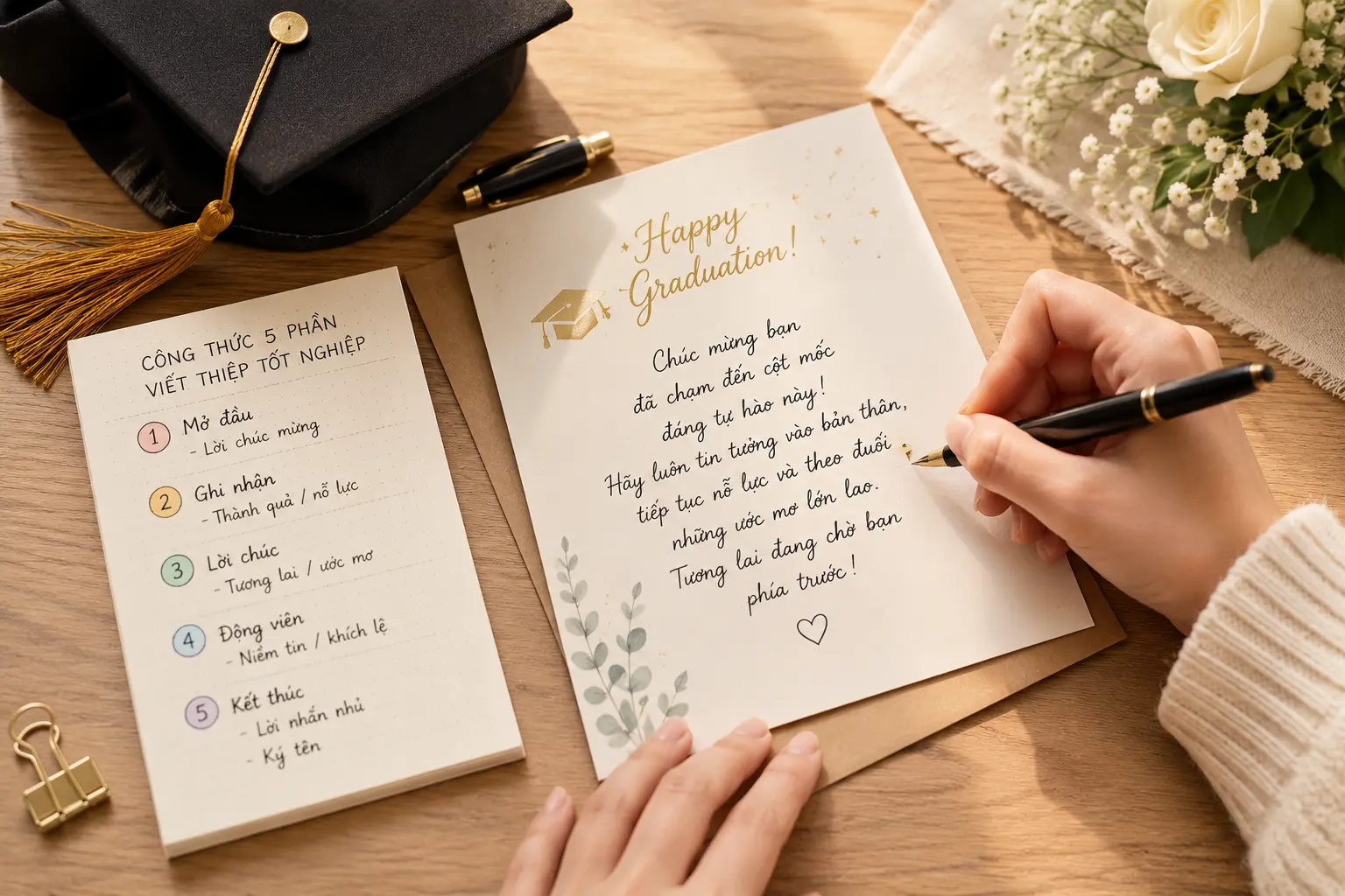 Cách viết thiệp tốt nghiệp ấn tượng