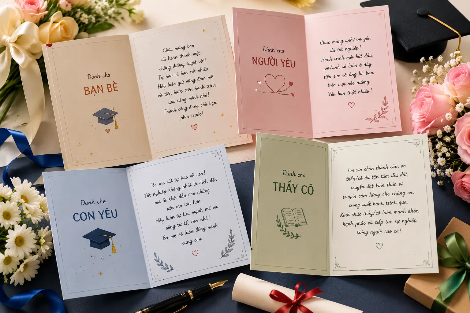 Mẫu thiệp chúc mừng tốt nghiệp theo từng đối tượng nhận
