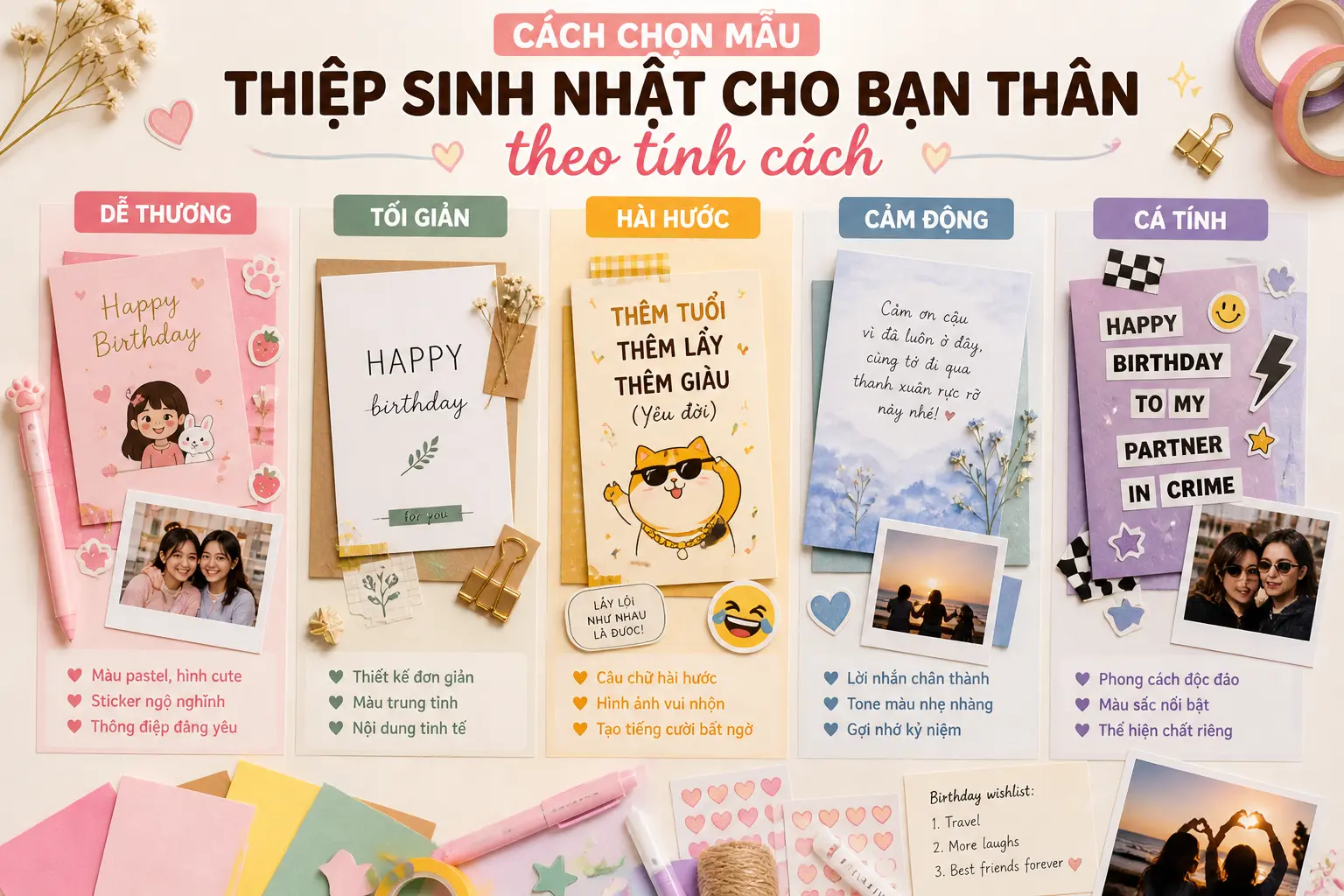 Cách chọn mẫu thiệp sinh nhật cho bạn thân theo tính cách